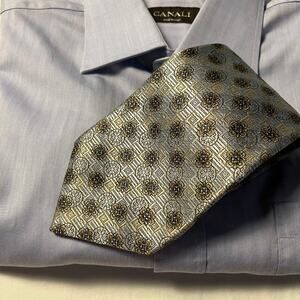 Robert Talbott Tie Best of Class 100% Silk Metallic Geometric Floral Made in USA